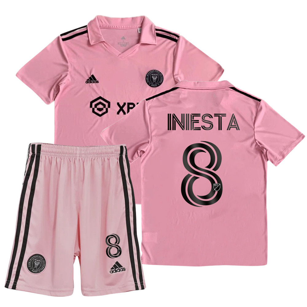 Andrs Iniesta 8 Inter Miami FC 2023/24 Home Youth Kit Jersey – Pink