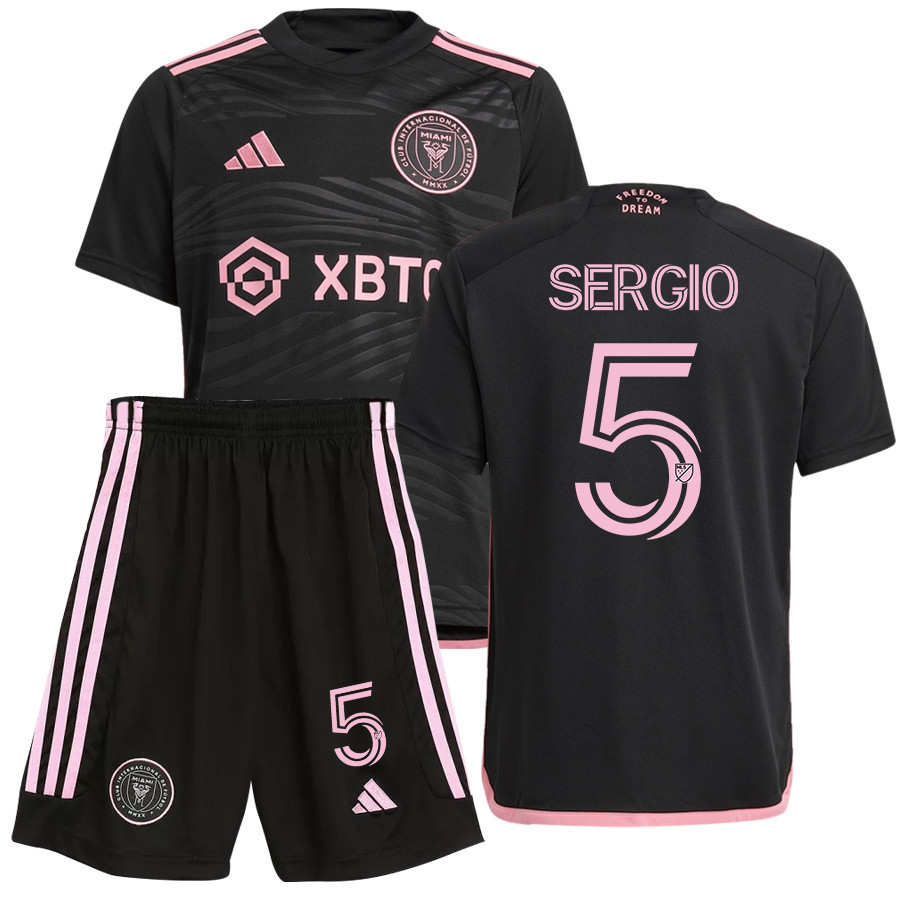 Sergio Busquets 5 Inter Miami FC 2023/24 Away Youth Kit Jersey – Black
