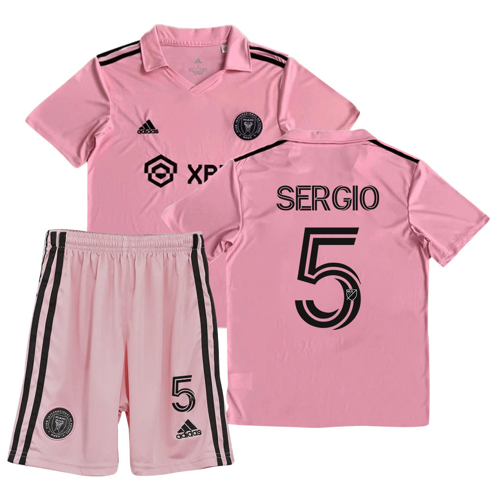 Sergio Busquets 5 Inter Miami FC 2023/24 Home Youth Kit Jersey – Pink