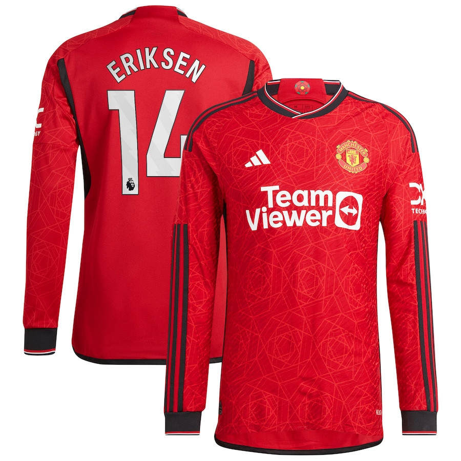 Christian Eriksen 14 Manchester United 2023-24 Home Men Jersey – Long Sleeve