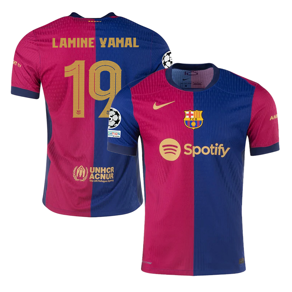 Lamine Yamal #19 Barcelona 2024/25 Home Champions League Jersey