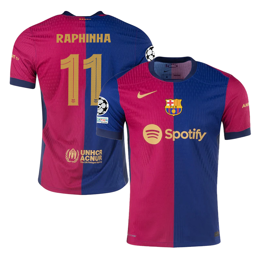 Raphinha #11 Barcelona 2024/25 Home Champions League Jersey