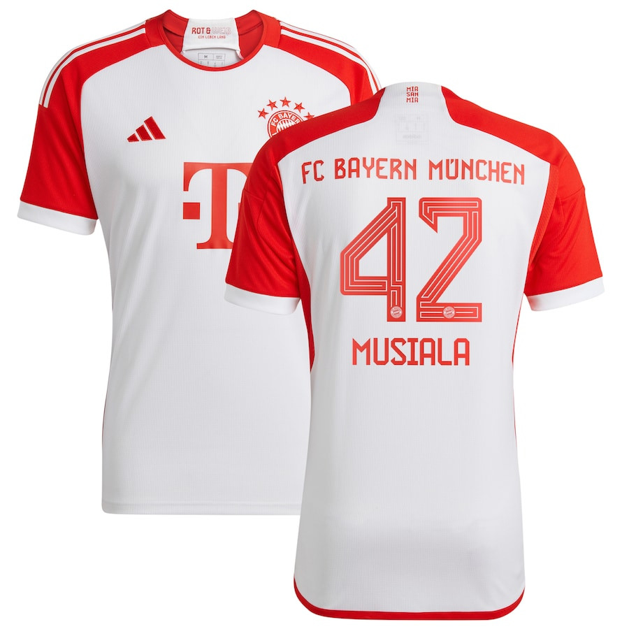 Jamal Musiala 42 Bayern Munich 2023/24 Home Men Jersey – White