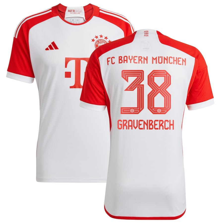 Ryan Gravenberch 38 Bayern Munich 2023/24 Home Men Jersey – White