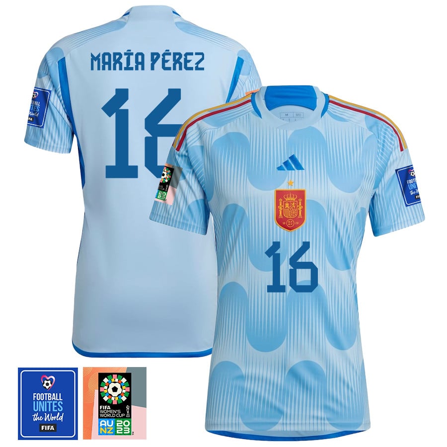 Mara Prez 16 Spain 1 Star FIFA Patch Women's National Team 2023-24 World Cup Away WOMEN Jersey