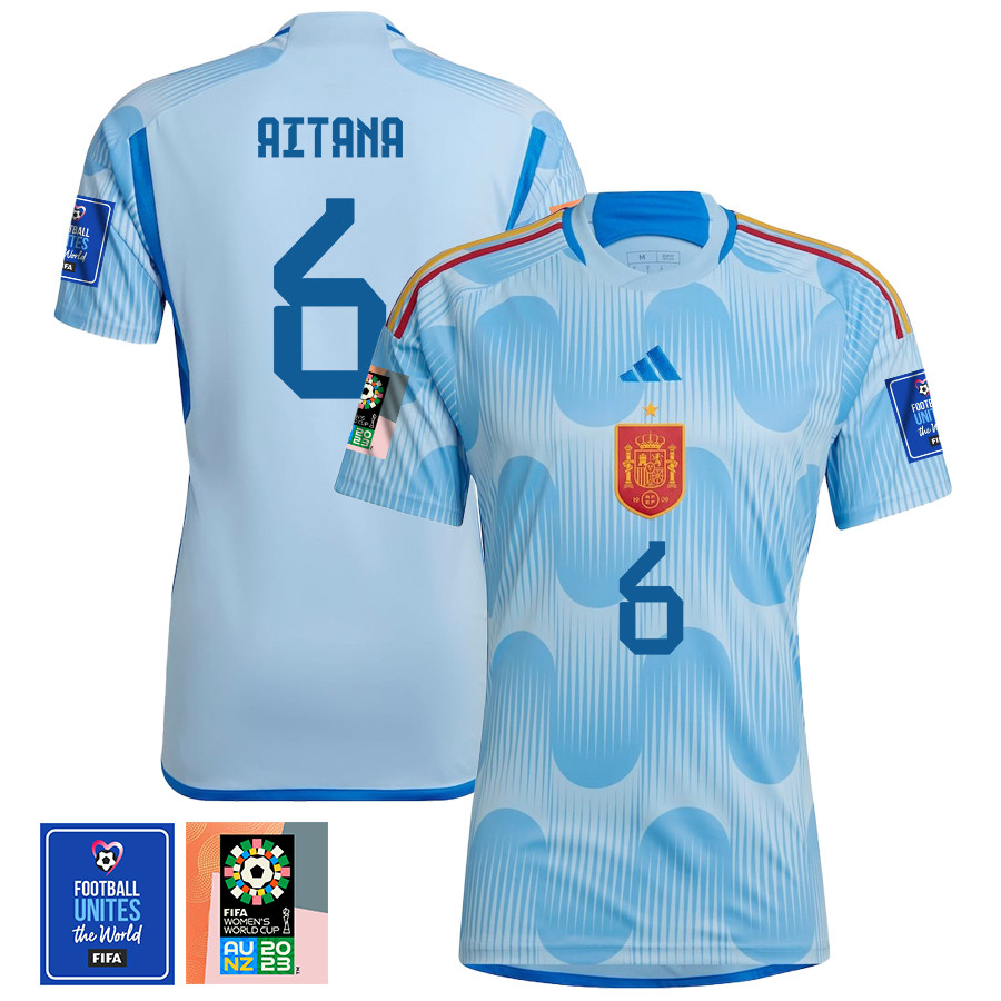 Aitana Bonmat 6 Spain 1 Star FIFA Patch Women's National Team 2023-24 World Cup Away WOMEN Jersey