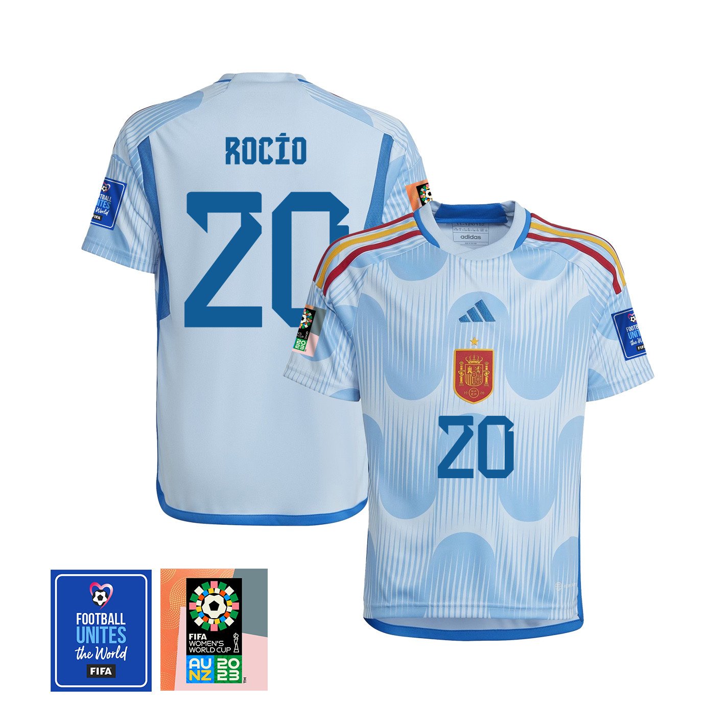 Roco Glvez 20 Spain 1 Star FIFA Patch Women's National Team 2023-24 World Cup Away Jersey, YOUTH