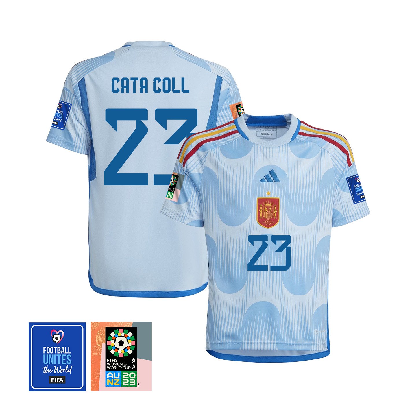 Cata Coll 23 Spain 1 Star FIFA Patch Women's National Team 2023-24 World Cup Away Jersey, YOUTH