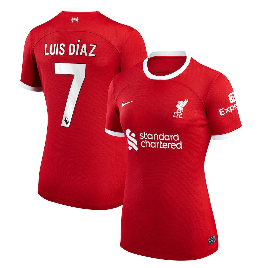 Luis Daz 7 Liverpool 2023/24 Home Women Jersey – Red