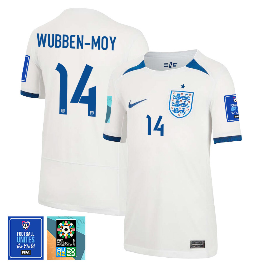 Lotte Wubben-Moy 14 England 1 Star FIFA Patch Women's National Team 2023-24 World Cup Home Jersey, YOUTH