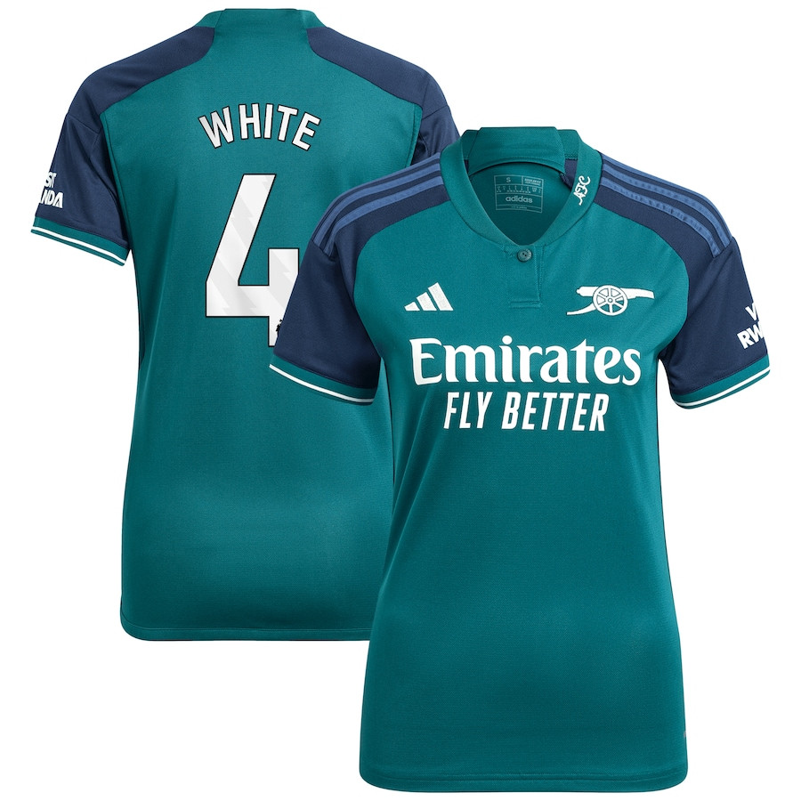 Ben White 4 Arsenal 2023/24 Third Women Jersey – Green