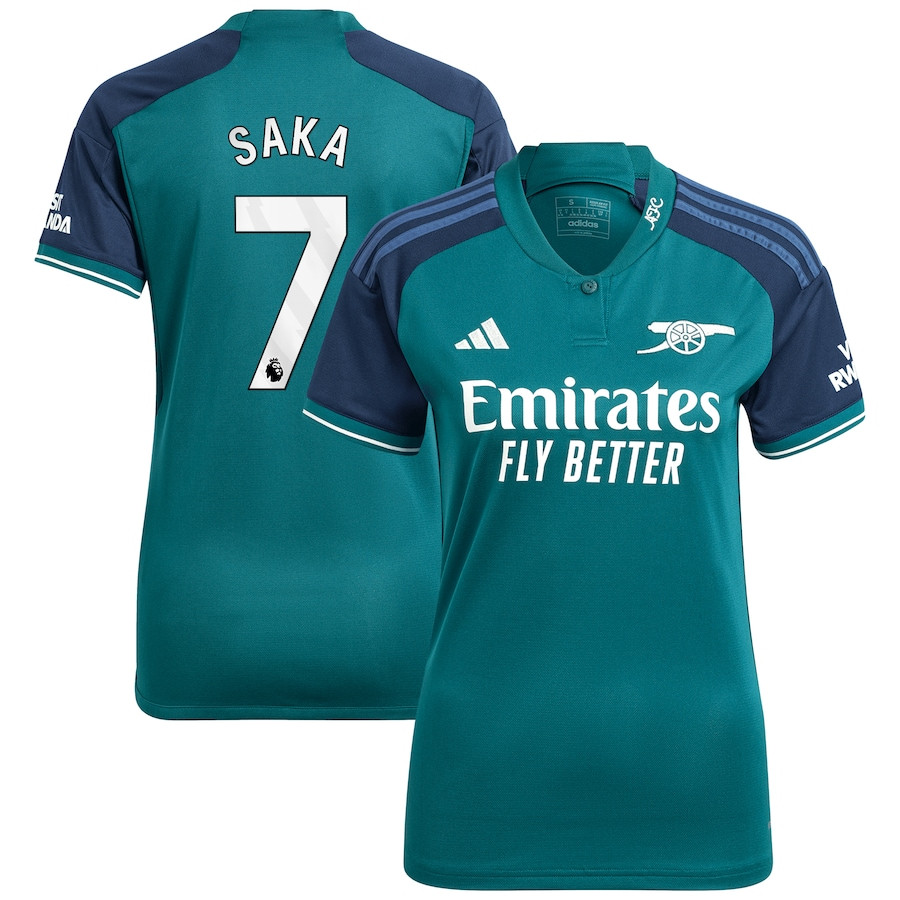 Bukayo Saka 7 Arsenal 2023/24 Third Women Jersey – Green