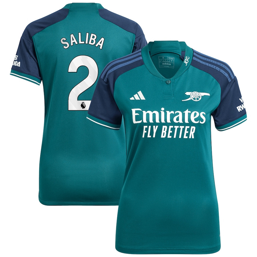 William Saliba 2 Arsenal 2023/24 Third Women Jersey – Green