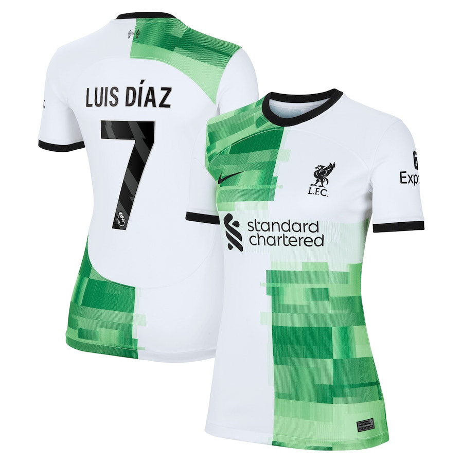 Luis Daz 7 Liverpool 2023/24 Away Women Jersey – White