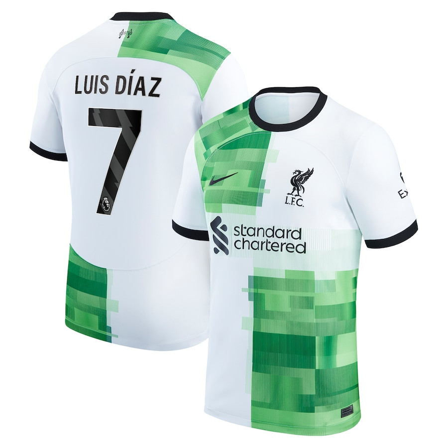 Luis Daz 7 Liverpool 2023/24 Away Men Jersey – White