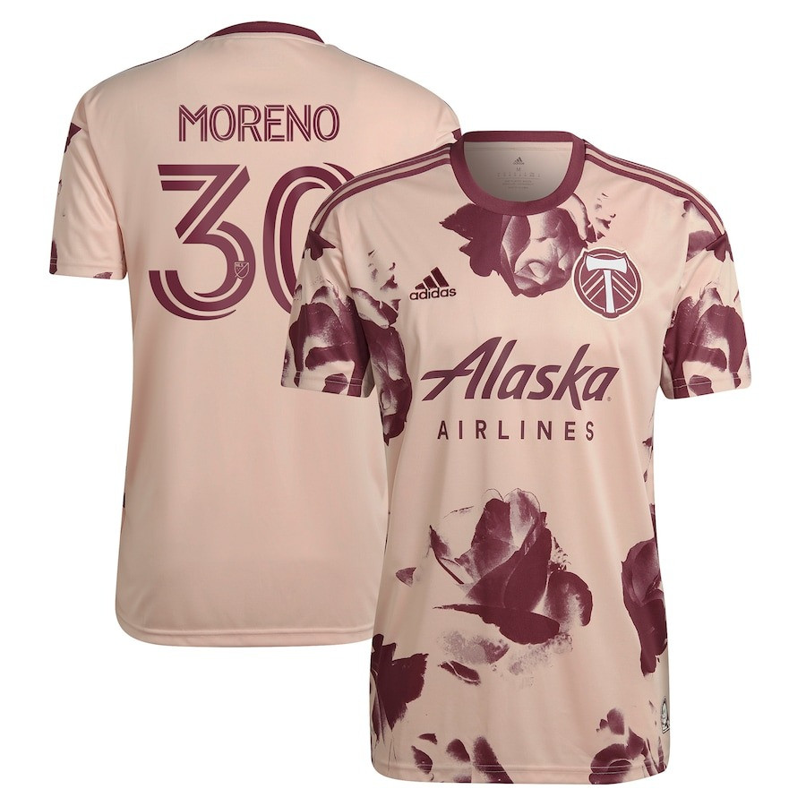 Santiago Moreno 30 Portland Timbers 2023 Heritage Rose Kit Men Jersey – Pink