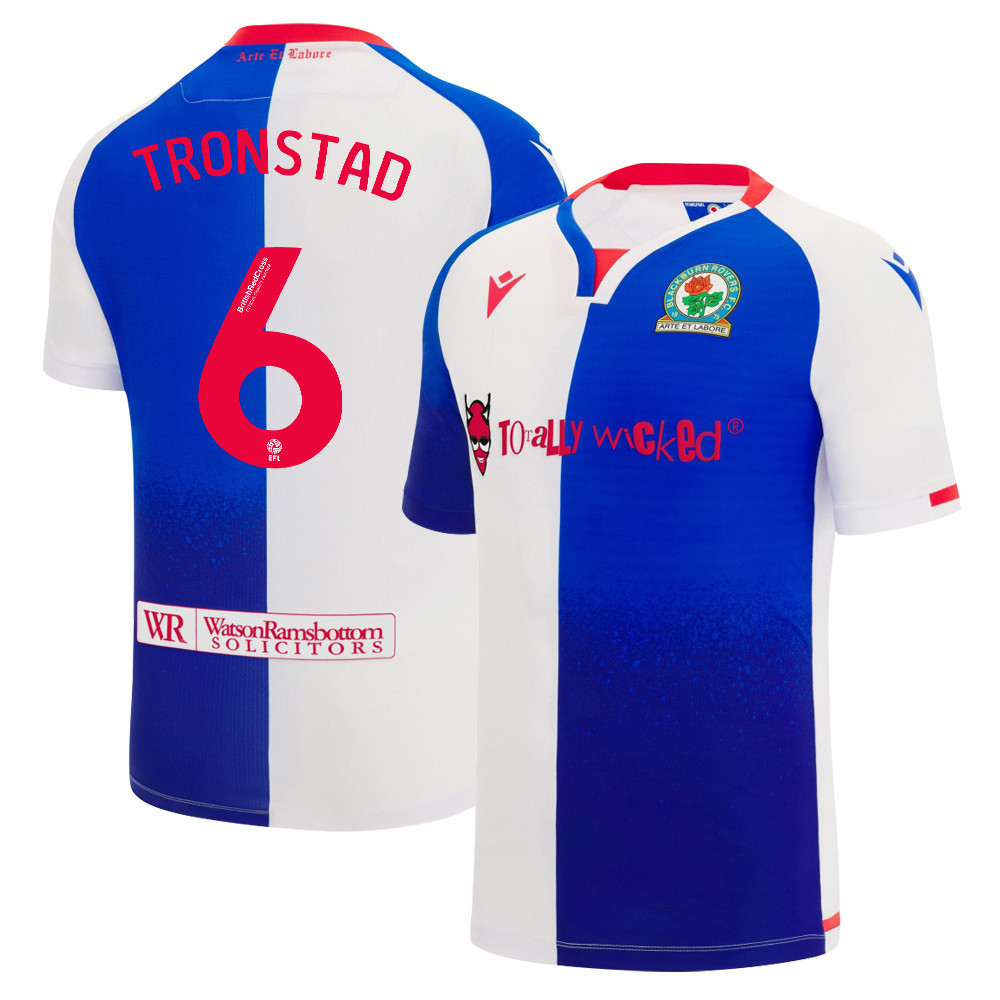Sondre Tronstad 6 Blackburn Rovers 2023/24 Home Men Jersey – White Blue