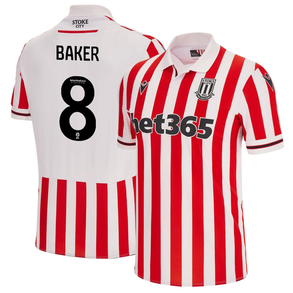 Lewis Baker 8 Stoke City FC 2023/24 Home Men Jersey – White Red