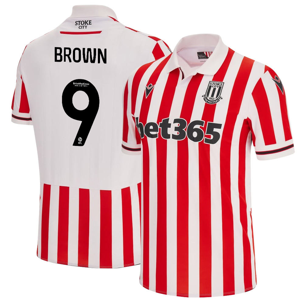 Jacob Brown 9 Stoke City FC 2023/24 Home Men Jersey – White Red