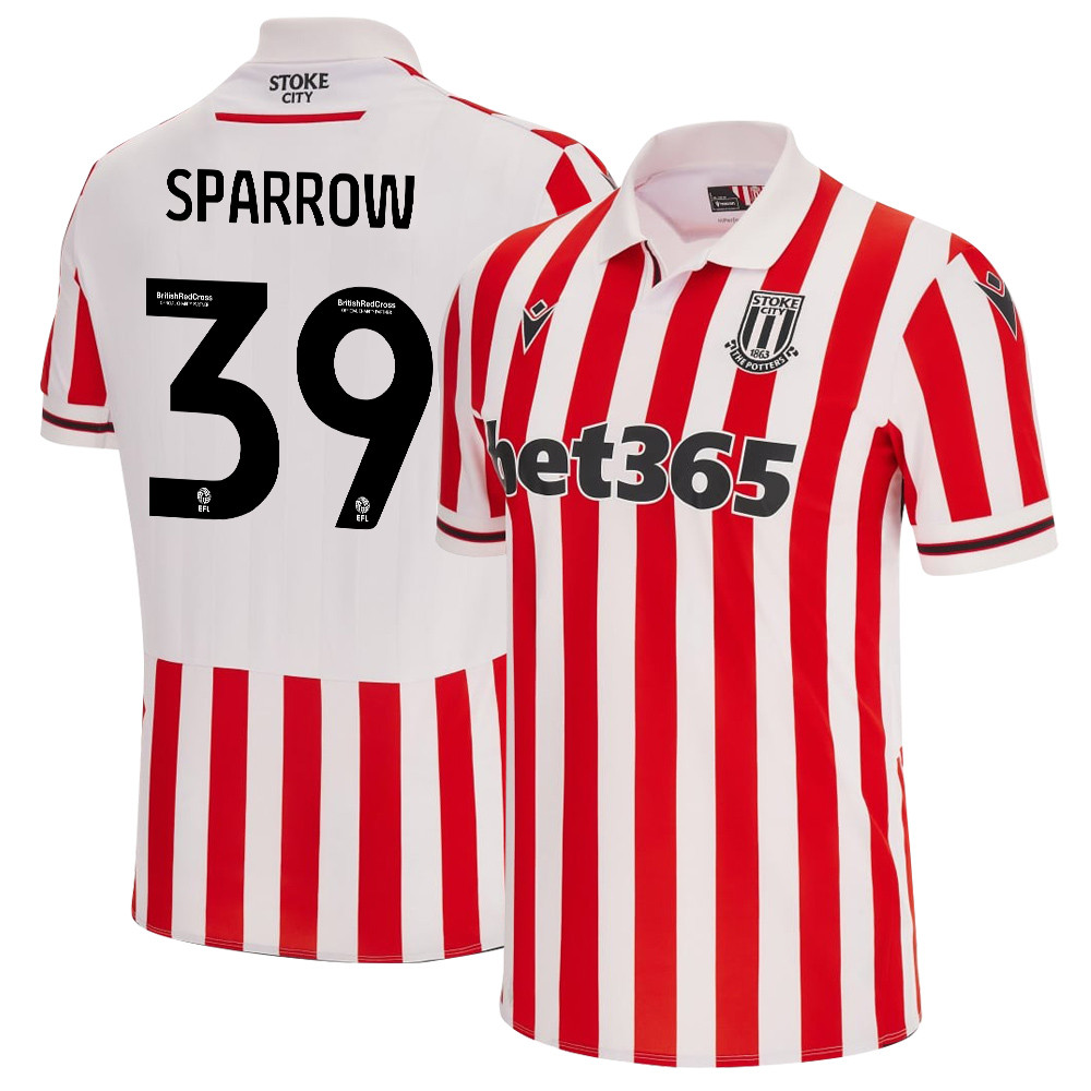 Tom Sparrow 39 Stoke City FC 2023/24 Home Men Jersey – White Red