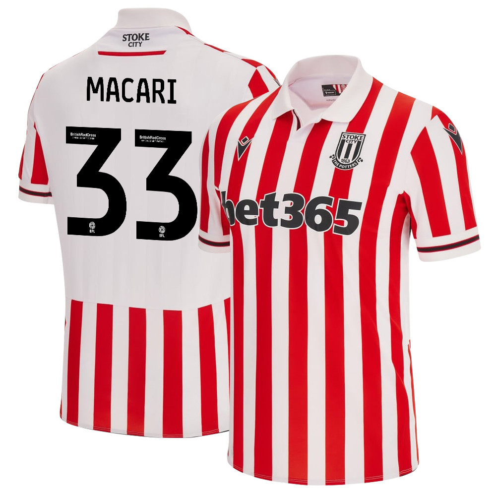 Lewis Macari 33 Stoke City FC 2023/24 Home Men Jersey – White Red