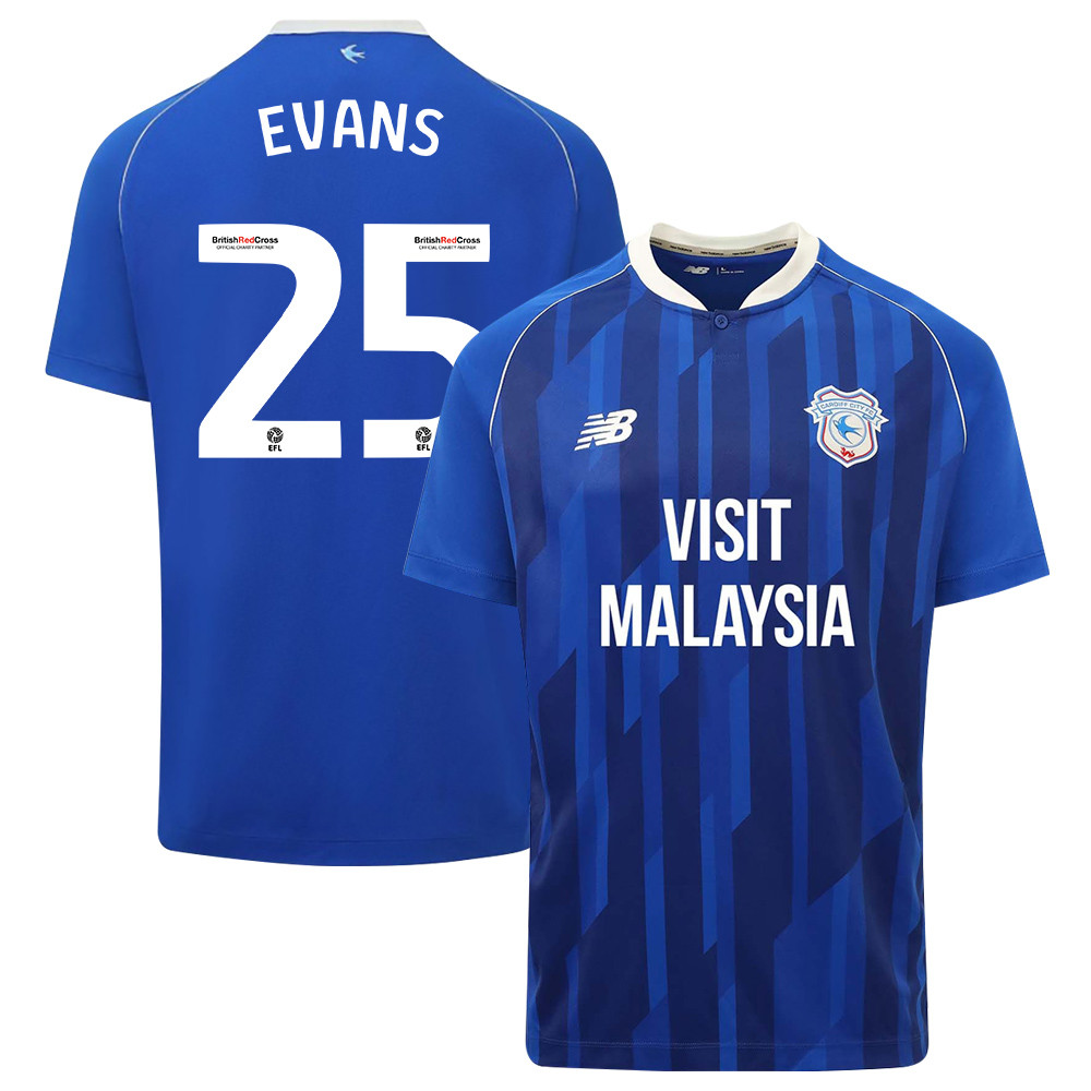 Kieron Evans 25 Cardiff City FC 2023-24 Home Men Jersey – Blue