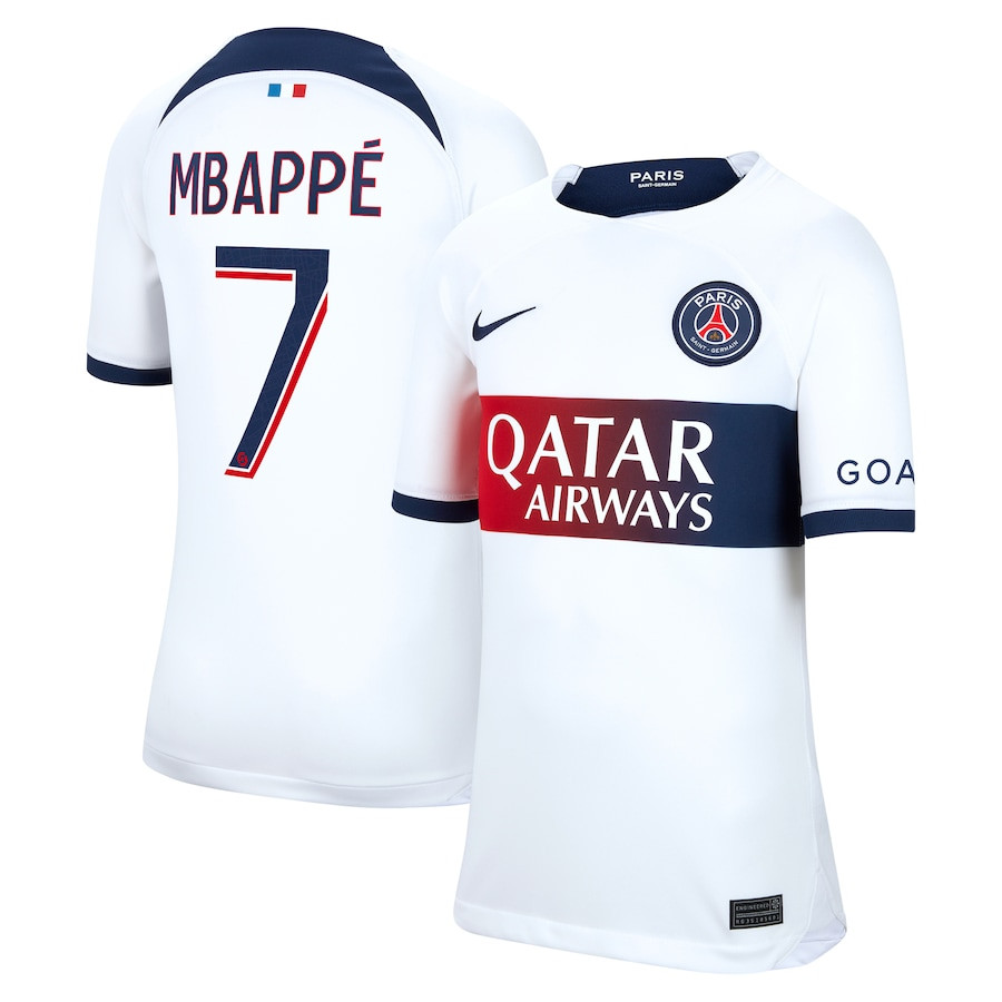 Kylian Mbapp 7 Paris Saint-Germain 2023/24 Away Youth Jersey – White