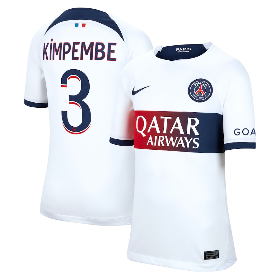 Presnel Kimpembe 3 Paris Saint-Germain 2023/24 Away Youth Jersey – White