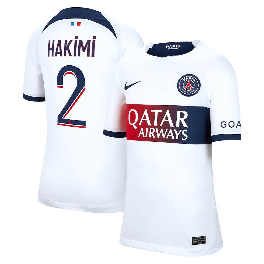 Achraf Hakimi 2 Paris Saint-Germain 2023/24 Away Youth Jersey – White