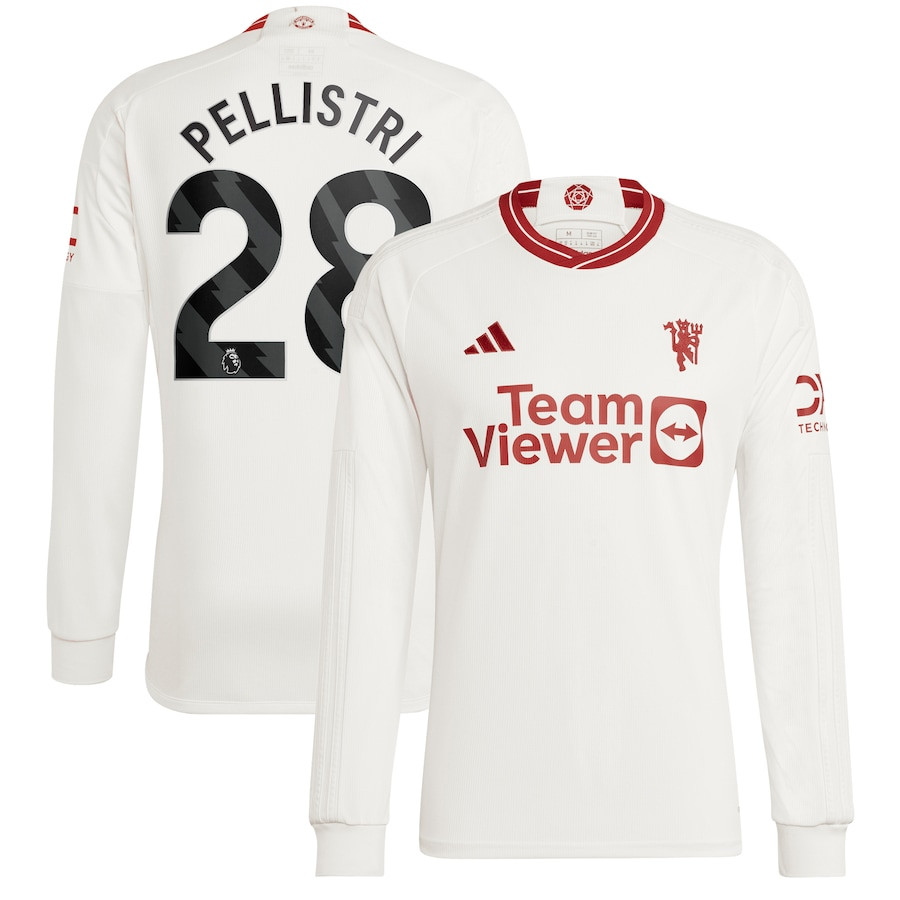 Facundo Pellistri 28 Manchester United 2023/24 Third Long Sleeve Player Jersey – White