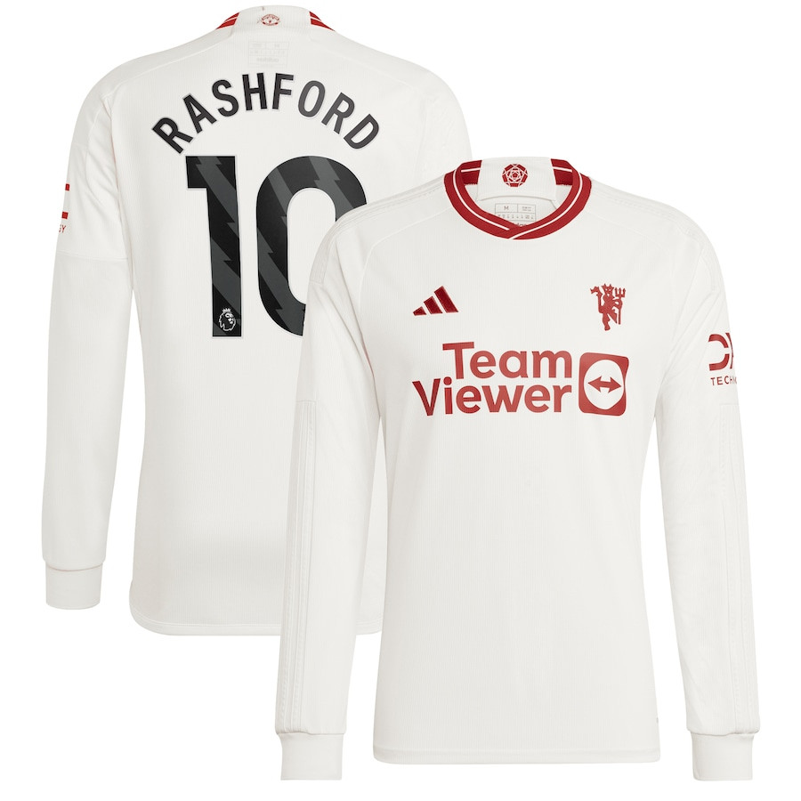Marcus Rashford 10 Manchester United 2023/24 Third Long Sleeve Player Jersey – White