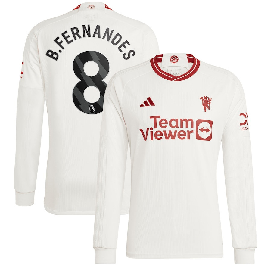 Bruno Fernandes 8 Manchester United 2023/24 Third Long Sleeve Player Jersey – White