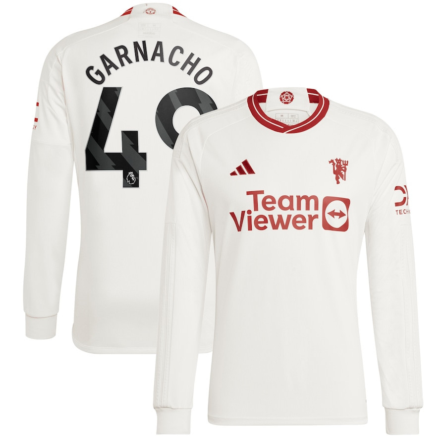 Alejandro Garnacho 49 Manchester United 2023/24 Third Long Sleeve Player Jersey – White