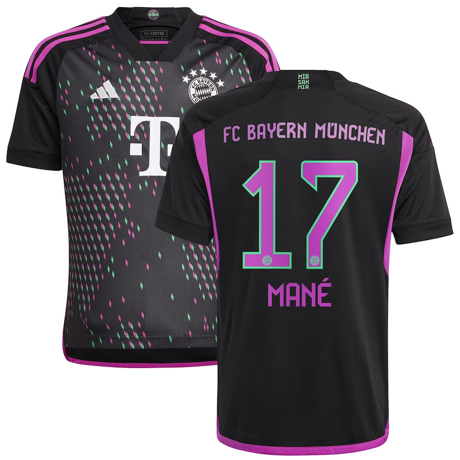Sadio Man 17 Bayern Munich 2023/24 Away Youth Jersey – Black
