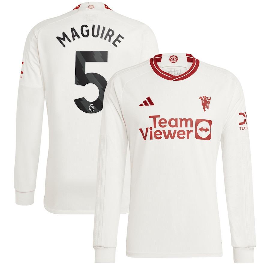 Harry Maguire 5 Manchester United 2023/24 Third Long Sleeve Player Jersey – White