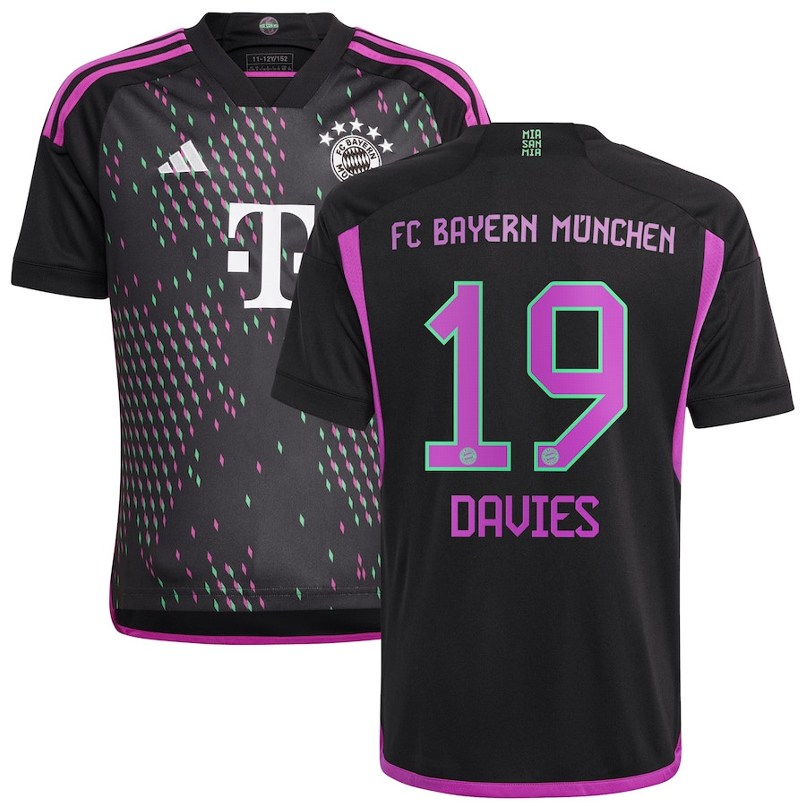 Alphonso Davies 19 Bayern Munich 2023/24 Away Youth Jersey – Black