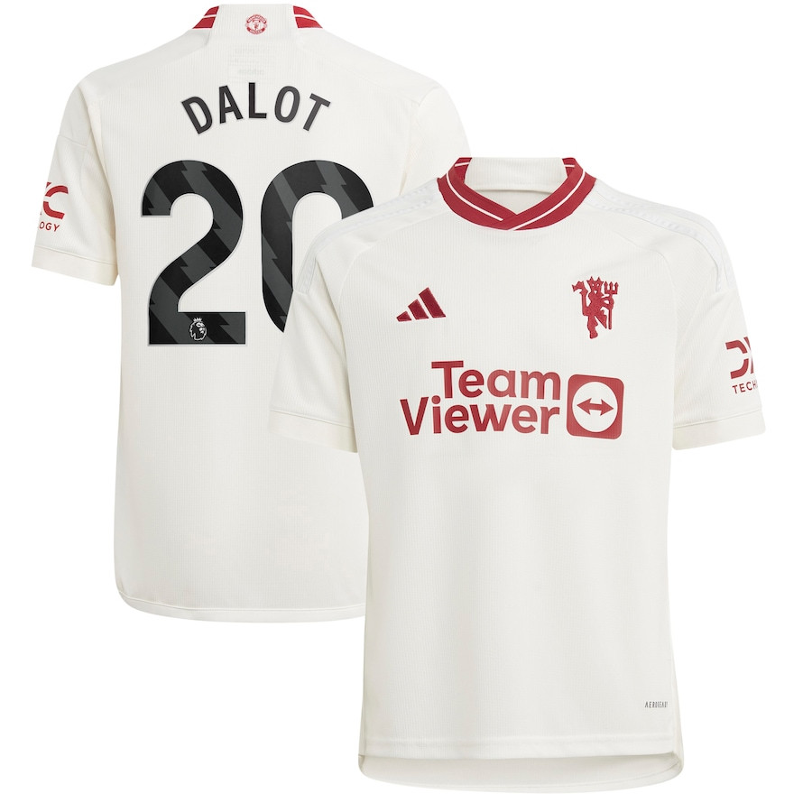 Diogo Dalot 20 Manchester United Youth 2023/24 Third Player Jersey – White