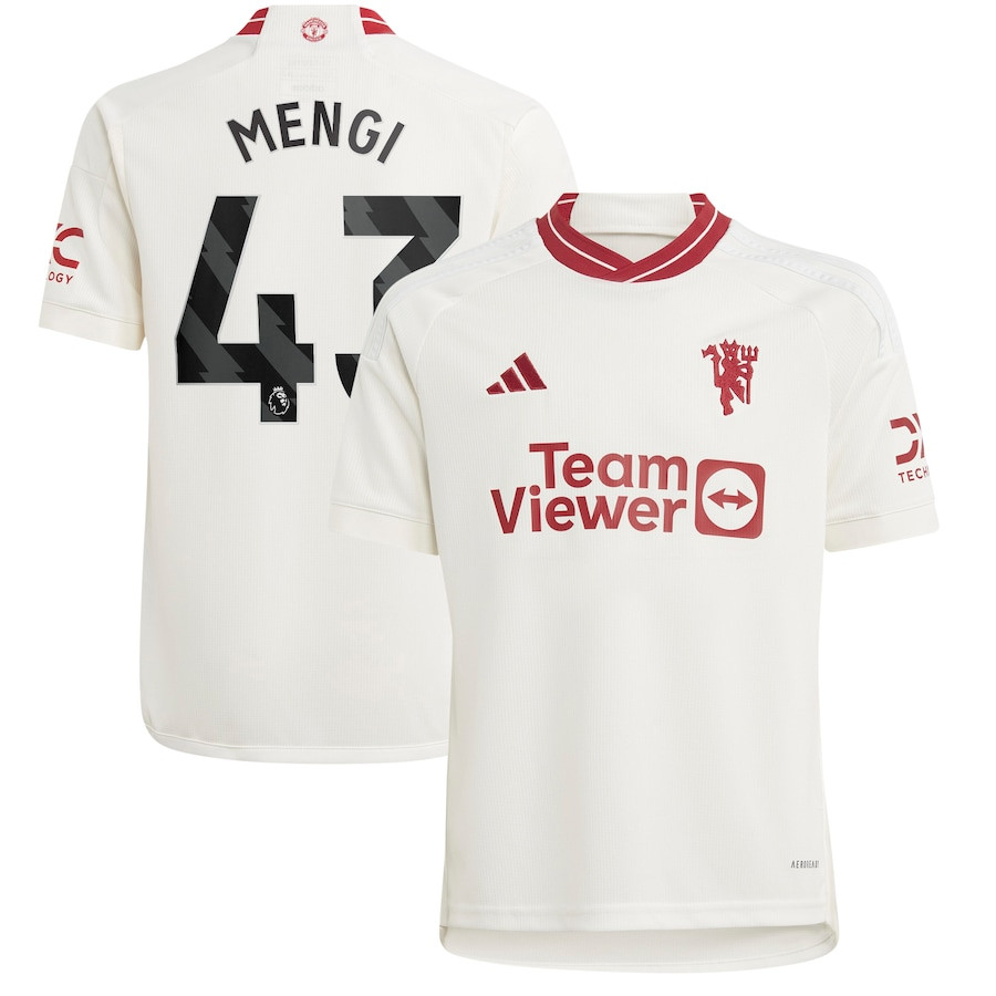 Teden Mengi 43 Manchester United Youth 2023/24 Third Player Jersey – White