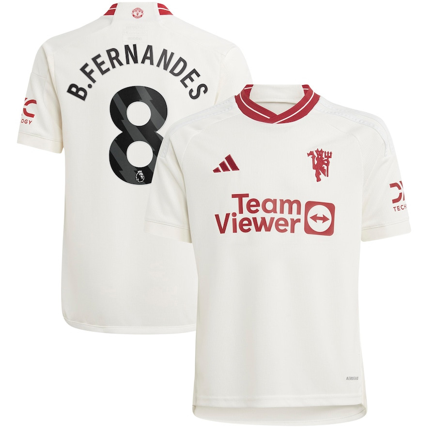 Bruno Fernandes 8 Manchester United Youth 2023/24 Third Player Jersey – White