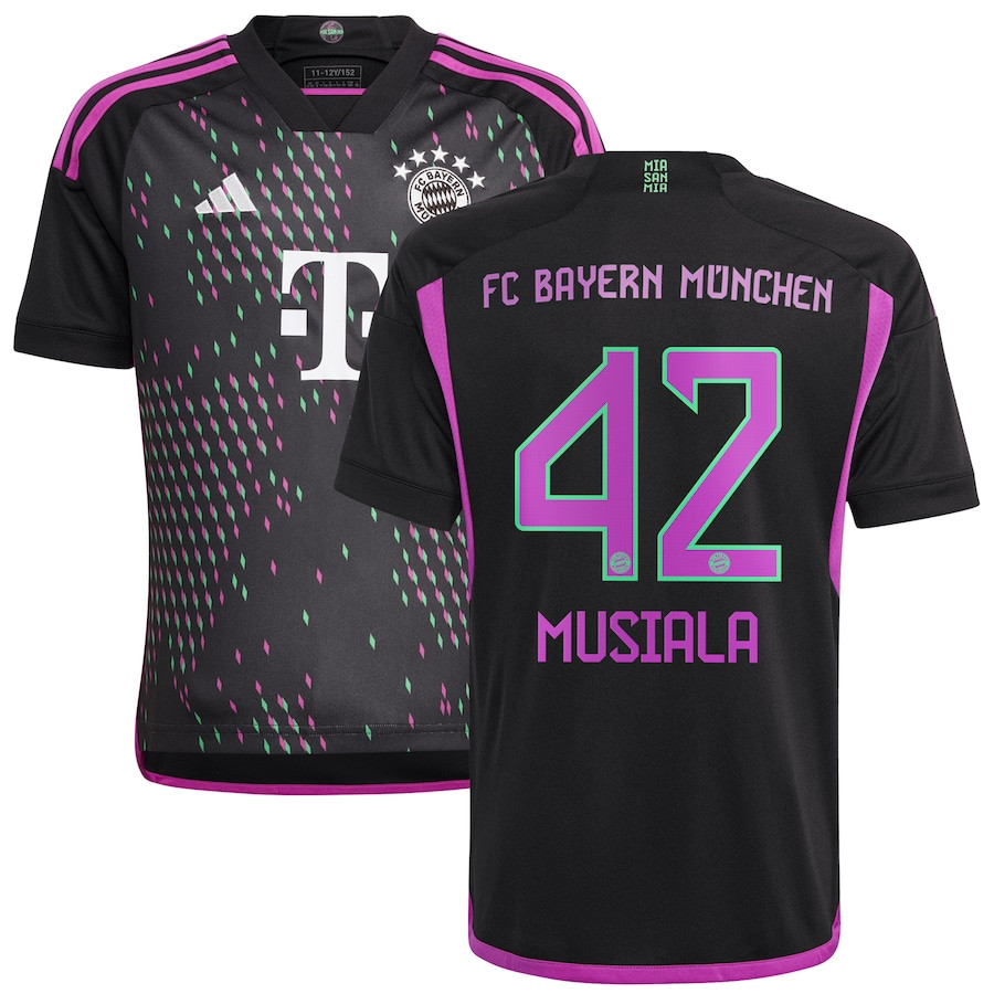 Jamal Musiala 42 Bayern Munich 2023/24 Away Youth Jersey – Black
