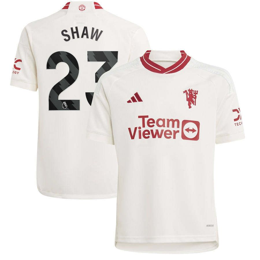 Luke Shaw 23 Manchester United Youth 2023/24 Third Player Jersey – White