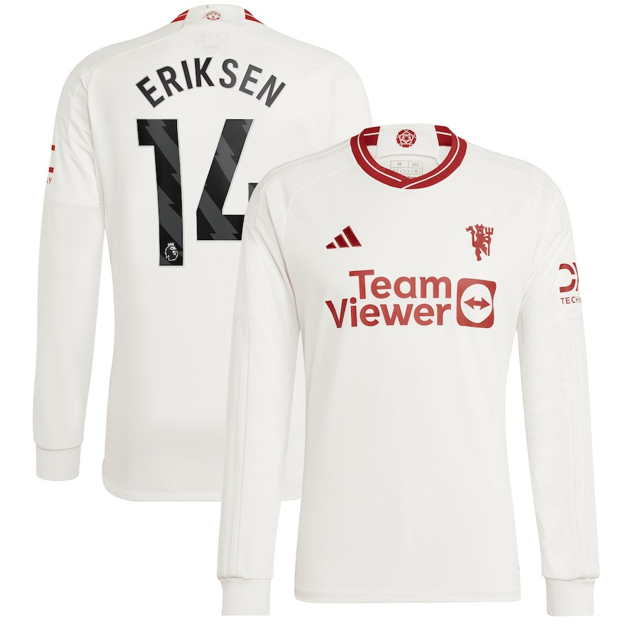 Christian Eriksen 14 Manchester United 2023/24 Third Long Sleeve Player Jersey – White