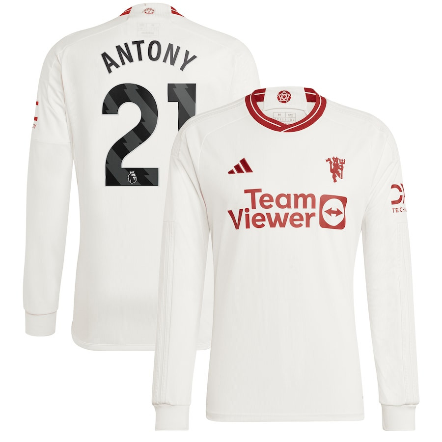 Antony 21 Manchester United 2023/24 Third Long Sleeve Player Jersey – White