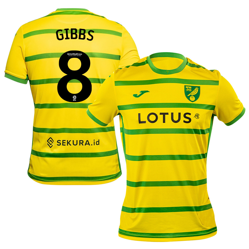 Liam Gibbs 8 Norwich City 2023/24 Home Men Jersey – Yellow