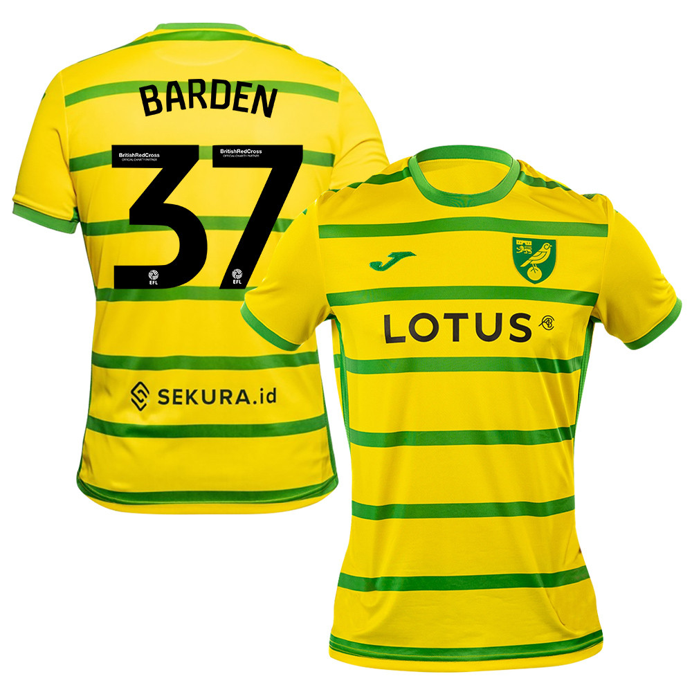 Daniel Barden 37 Norwich City 2023/24 Home Men Jersey – Yellow