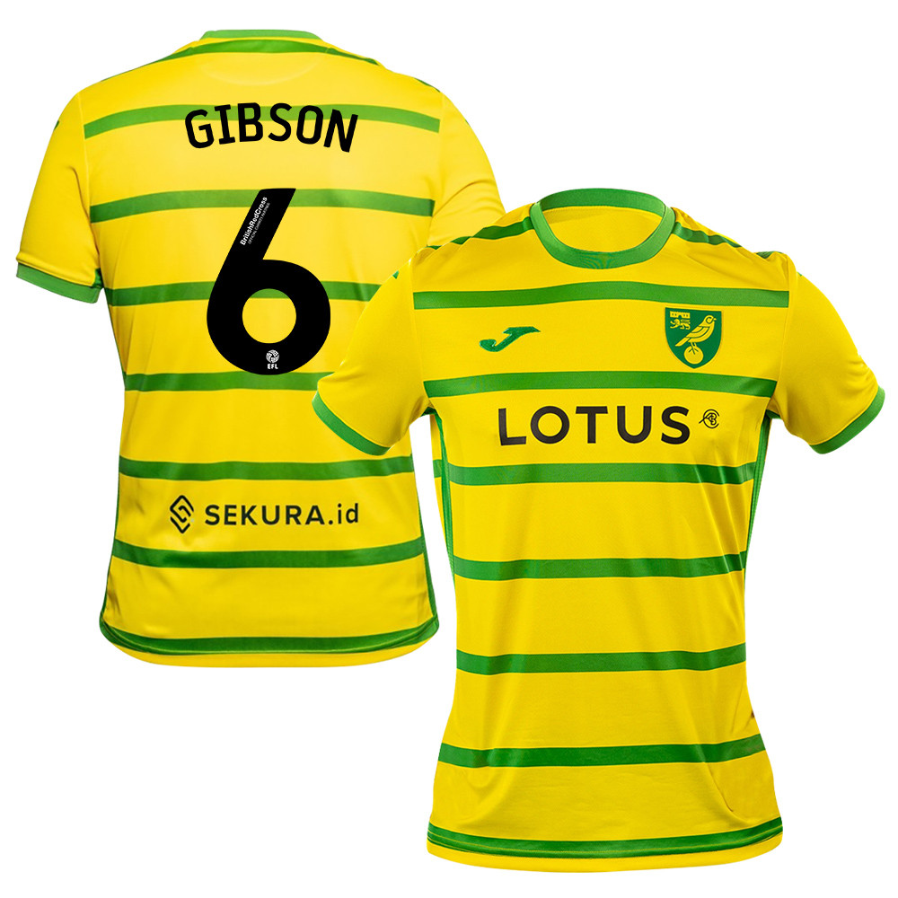 Ben Gibson 6 Norwich City 2023/24 Home Men Jersey – Yellow