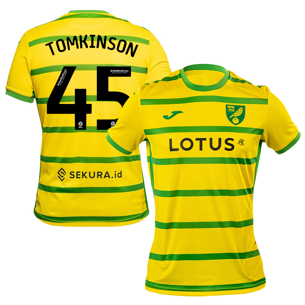 Jonathan Tomkinson 45 Norwich City 2023/24 Home Men Jersey – Yellow
