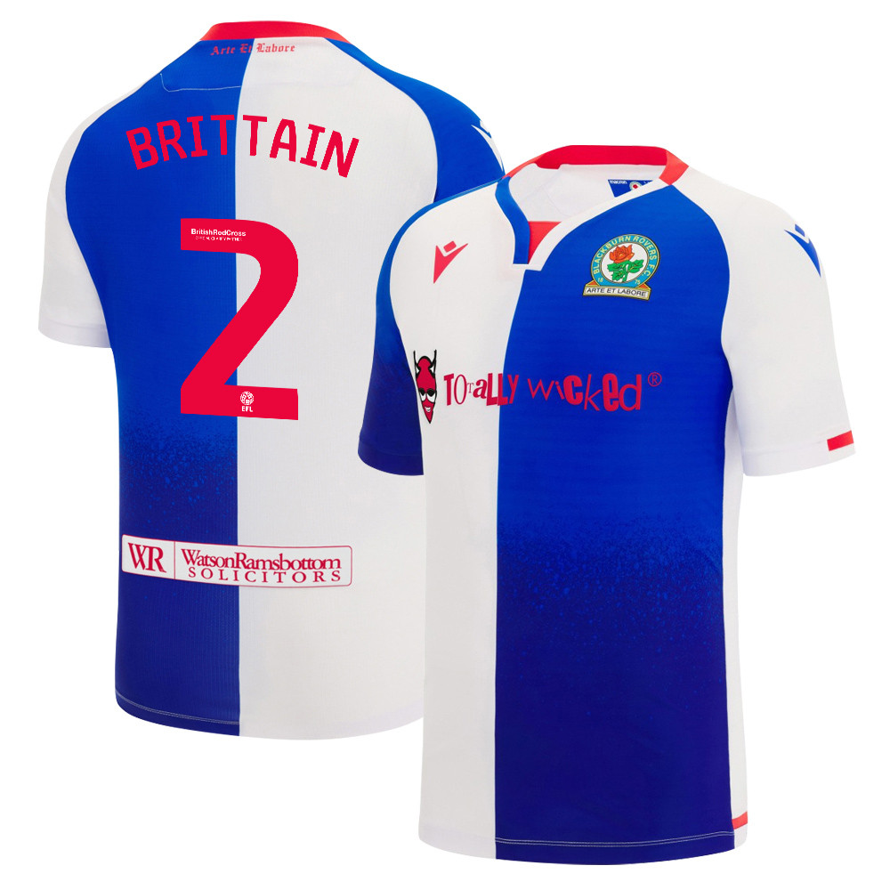 Callum Brittain 2 Blackburn Rovers 2023/24 Home Men Jersey – White Blue