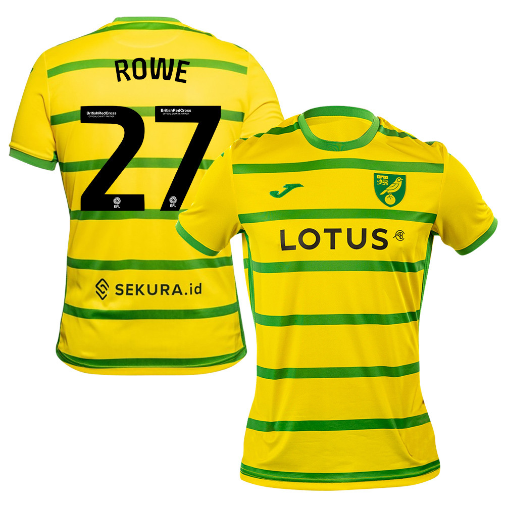 Jonathan Rowe 27 Norwich City 2023/24 Home Men Jersey – Yellow