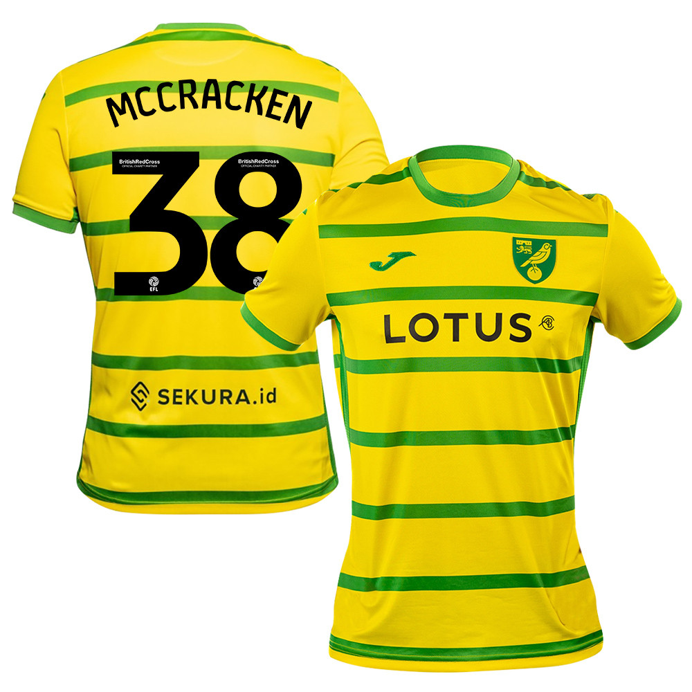 Jon McCracken 38 Norwich City 2023/24 Home Men Jersey – Yellow